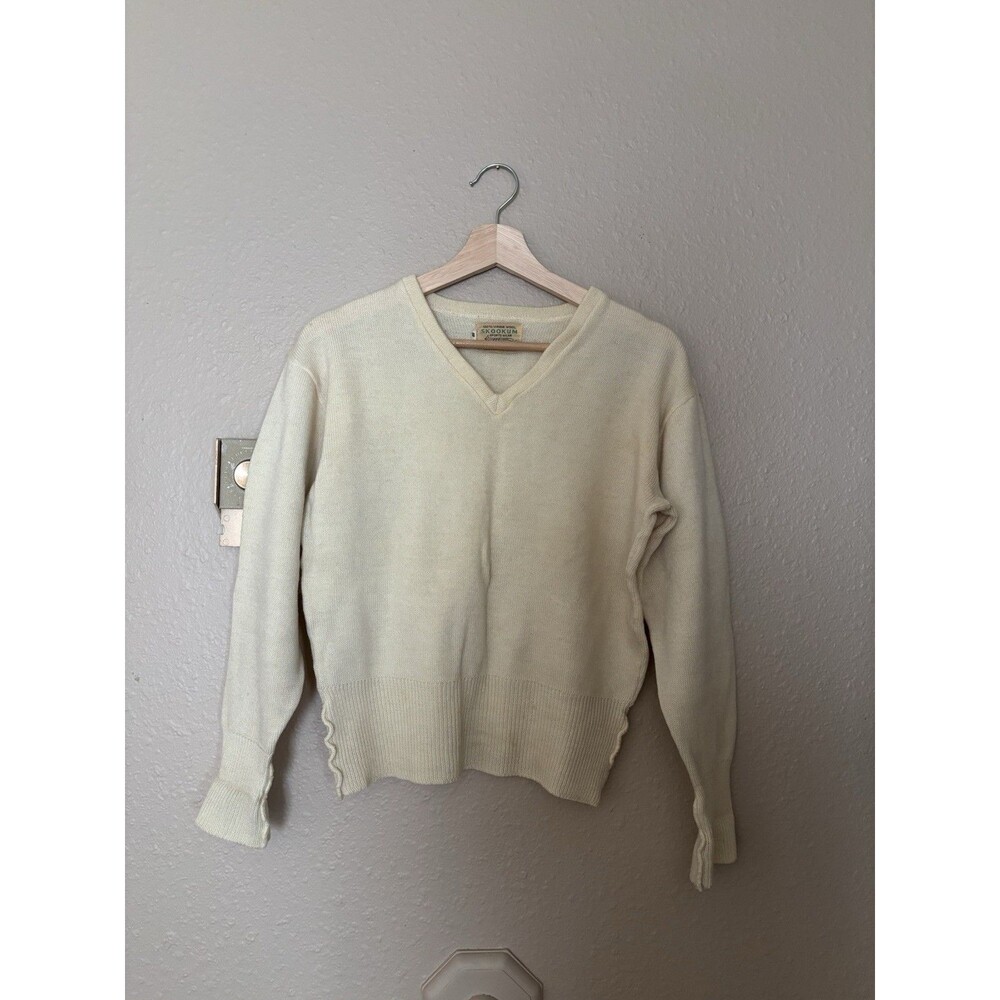 Vintage 100% V Wool Skookum Sportswear Women’s Sweater Cream/yellow 38